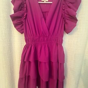 Entro Women's Ruffled Mini Dress in Vibrant Purple